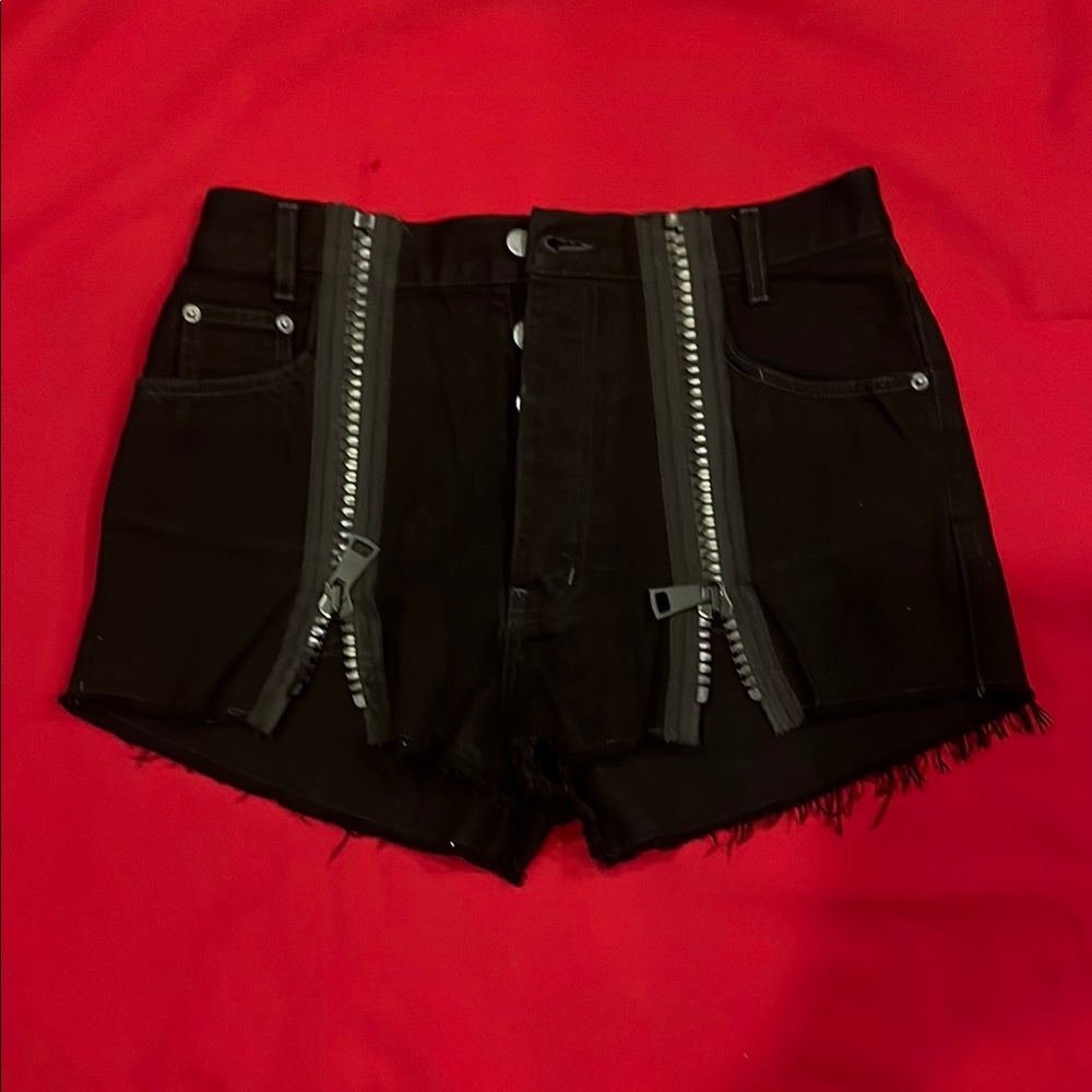 Carmar Black Jean Shorts with Zipper Details